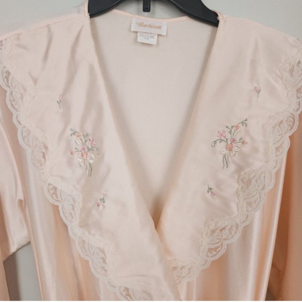 Women's Sz L Barbizon Ballet Pink Embroidered Robe Like New